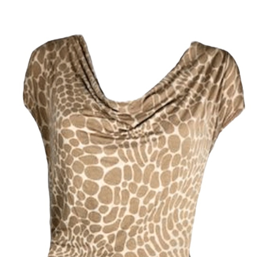 Michael Kors Giraffe Printed Midi Dress Size Large Tan and Cream SZ L - Picture 5 of 8